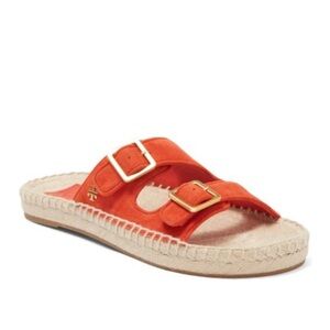 Tory Burch- Selby two Band Espadrille Slides, in “Bright Samba”